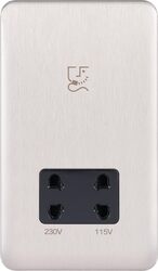 Schneider Electric Lisse - Shaver Socket - 2 gang - 115/230V Stainless Steel with Black Interior - GGBL7090BSSS